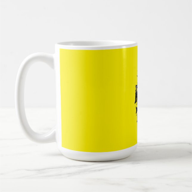 Werde reich oder stirb beim Versuch — Chrome-Typog Kaffeetasse (Links)