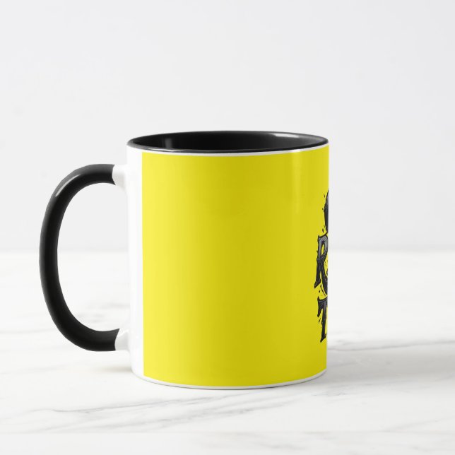 Werde reich oder stirb beim Versuch — Chrome-Typog Tasse (Links)