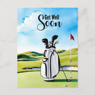 Werde schnell wieder gesund mit Golfbag auf Puttin Postkarte