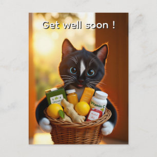 Werde-Schnell-Wieder-Karte Süßes Katzen-Geschenk Feiertagspostkarte