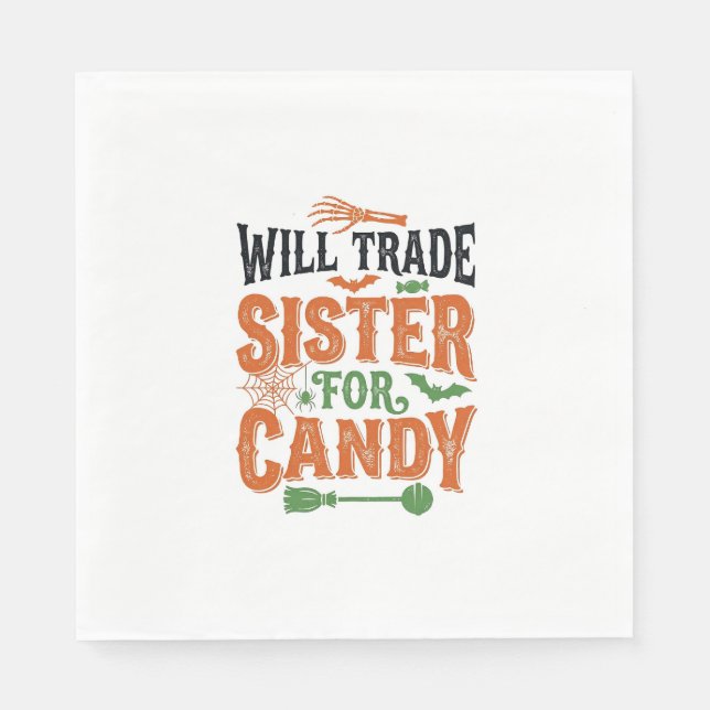 Werde Schwester für Süßigkeiten tauschen Halloween Serviette (Vorderseite)
