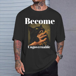 "Werde unregierbar" Lustige schwarze Katze beißt H T-Shirt