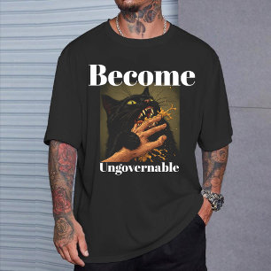 "Werde unregierbar" Lustige schwarze Katze beißt H T-Shirt