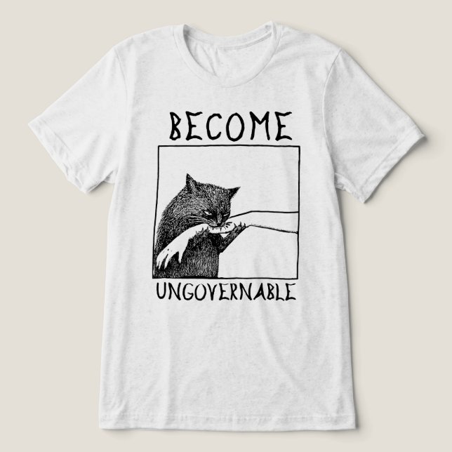 Werde unregierbare schwarze Katze Meme Tri-Blend Shirt (Design Vorderseite)