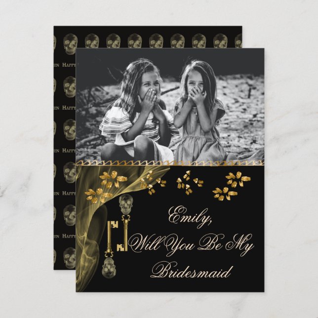 Werden Sie, Bridesmaid Foto & Black & Gold Skull (Vorne/Hinten)