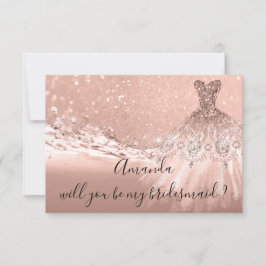 Werden Sie Bridesmaid Glitzer Ocean Rose Gold Einladung