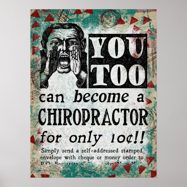 Werden Sie Chiropraktor - Funny Vintage Ad Poster (Vorne)