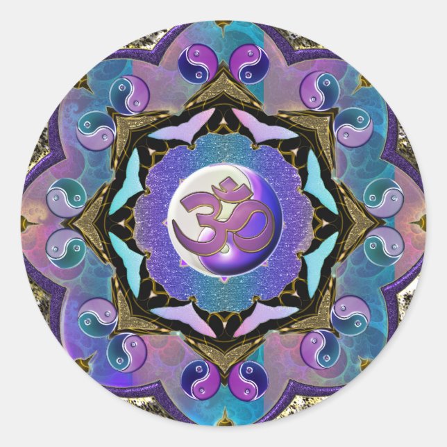 Werden Sie die Veränderung ~ Moon Mandala Runder Aufkleber (Vorderseite)