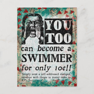 Werden Sie ein Schwimmer - Funny Vintage Ad Postkarte
