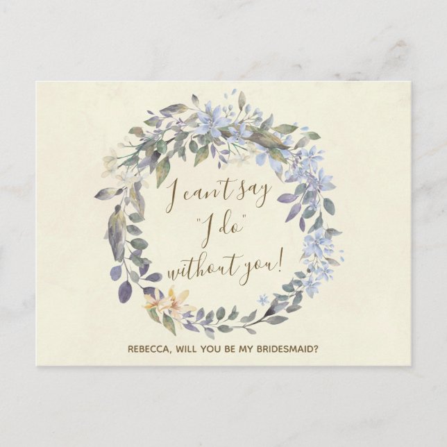 Werden Sie mein Blume-Mädchen mit einer Bridesmaid Einladungspostkarte (Vorderseite)