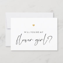 Werden Sie mein Blumen Girl Card Script Gold Herz