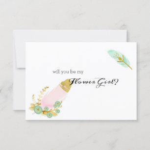 Werden Sie mein Blumenmädchen Boho Pink und Gold F