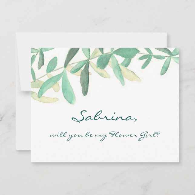 Werden Sie mein Blumenmädchen Modernes Botanisches Einladung (Vorderseite)