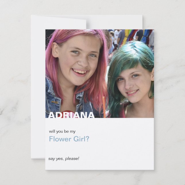 Werden Sie mein Blumenmädchen sein einfaches moder Einladung (Vorderseite)