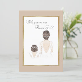 Werden Sie mein Blumenmädchen sein Gold Einladung