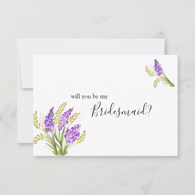 Werden Sie mein Bridesmaid-Aquarelllavender sein? (Vorderseite)