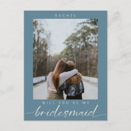 Werden Sie mein Bridesmaid-blaues Foto Modern sein Postkarte