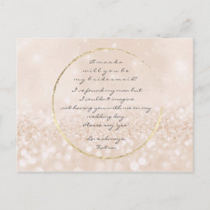Werden Sie mein Bridesmaid-Elfenbein-Gold-Glitzer Einladungspostkarte