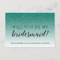Werden Sie mein Bridesmaid Emerald Glitzer Ombre
