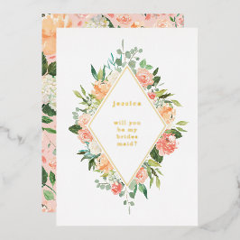 Werden Sie mein Bridesmaid-Floral-Gold sein? Folieneinladung