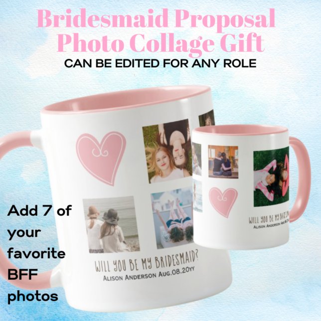 Werden Sie mein Bridesmaid FOTO COLLAGE BESTE FREU Tasse (Von Creator hochgeladen)