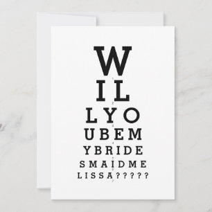 Werden Sie mein Bridesmaid Foto Optician Chart Inv Einladung