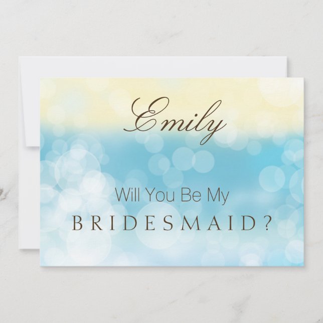 Werden Sie mein Bridesmaid Gold Blue Glitzer sein? Einladung (Vorderseite)