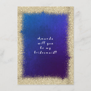 Werden Sie mein Bridesmaid Gold Glitzer Cobalt Blu Einladung