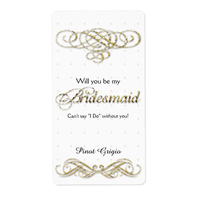 Werden Sie mein Bridesmaid Gold Glitzer Wein sein? (Vorne)