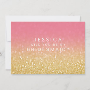 Werden Sie mein Bridesmaid Gold Pink Ombre Einladung