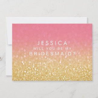 Werden Sie mein Bridesmaid Gold Pink Ombre Einladung
