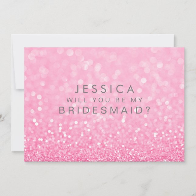 Werden Sie mein Bridesmaid Gold Pink Ombre Einladung (Vorderseite)