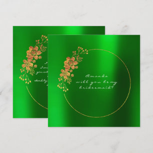 Werden Sie mein Bridesmaid Gold Smarald Green sein Einladung