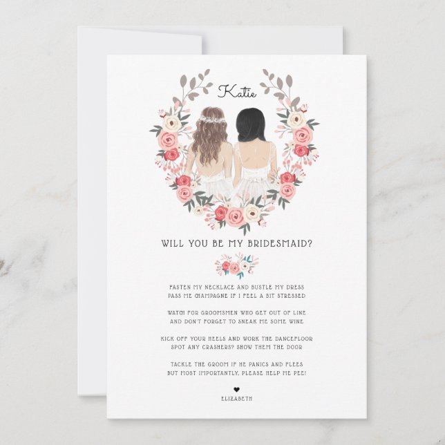 Werden Sie mein Bridesmaid/mein Vorschlag zur Trau Einladung (Vorderseite)