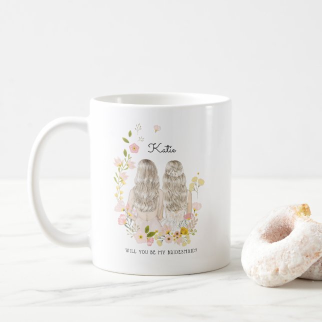 Werden Sie mein Bridesmaid/mein Vorschlag zur Trau Kaffeetasse (Mit Donut)