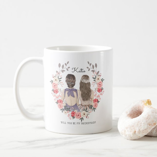 Werden Sie mein Bridesmaid/mein Vorschlag zur Trau Kaffeetasse (Mit Donut)