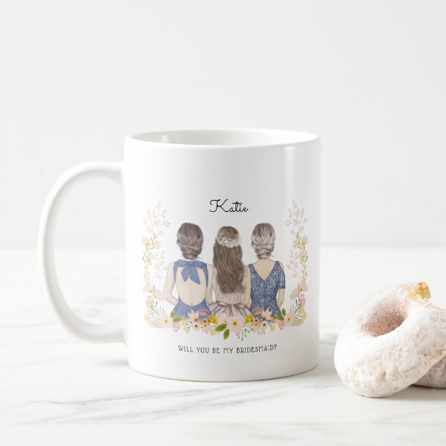 Werden Sie mein Bridesmaid/mein Vorschlag zur Trau Kaffeetasse (Mit Donut)