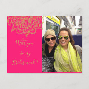 Werden Sie mein Bridesmaid Pink Gold Foto sein? Einladungspostkarte