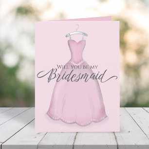 Werden Sie mein Bridesmaid-rosa Vintages Kleid sei Karte
