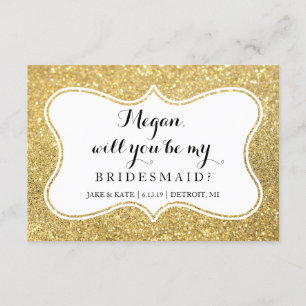 Werden Sie mein Bridesmaid sein - Glitter Gold Gla Einladung