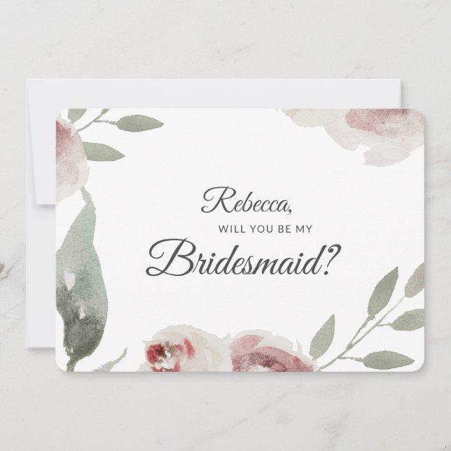 Werden Sie mein Bridesmaid Watercolor Eukalyptus s Einladung (Vorderseite)
