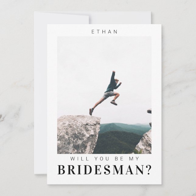 Werden Sie mein Bridesman Minimalistisch Foto Mode Einladung (Vorderseite)