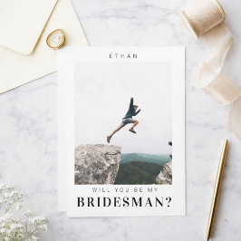 Werden Sie mein Bridesman Minimalistisch Foto Mode Einladung
