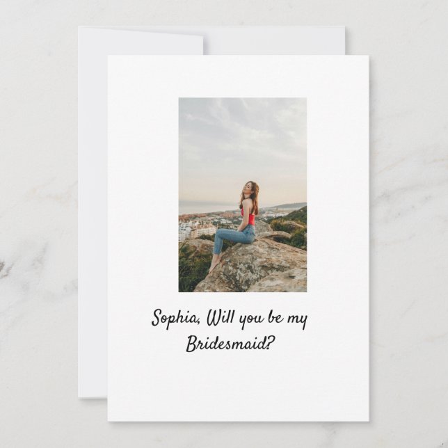Werden Sie mein Foto Bridesmaid elegante moderne Einladung (Vorderseite)