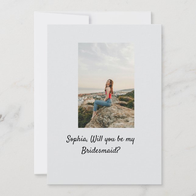 Werden Sie mein Foto Bridesmaid elegante moderne Einladung (Vorderseite)
