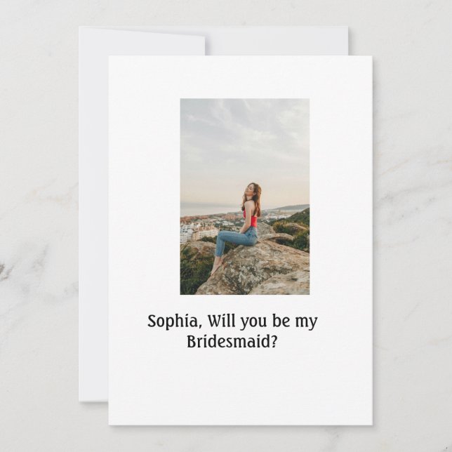Werden Sie mein Foto Bridesmaid elegante moderne Einladung (Vorderseite)