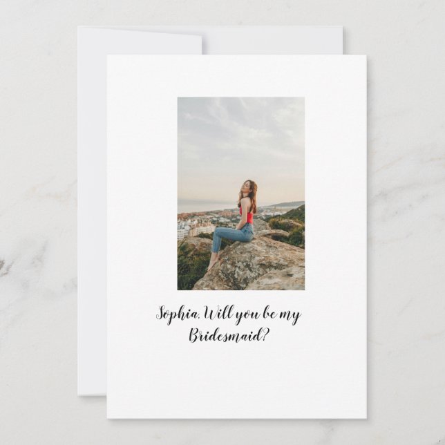 Werden Sie mein Foto Bridesmaid elegante moderne Einladung (Vorderseite)