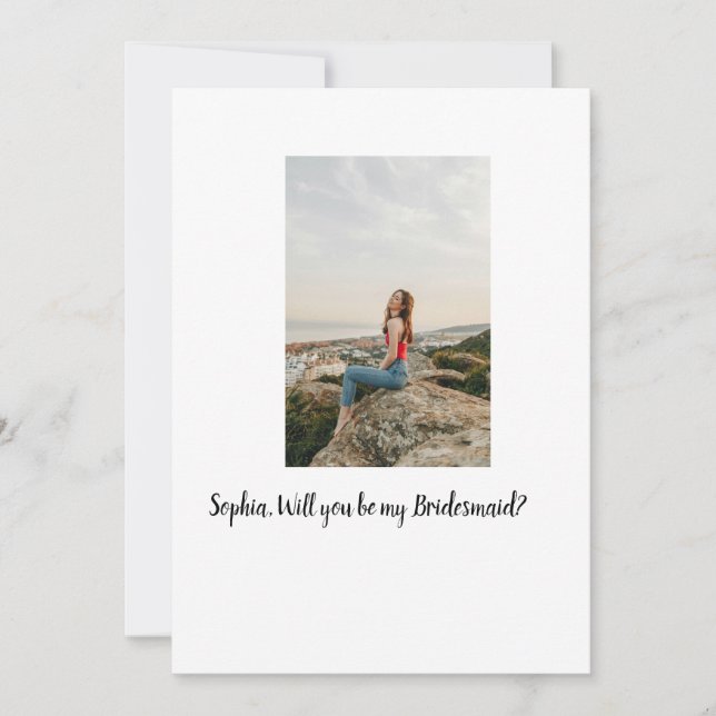 Werden Sie mein Foto Bridesmaid elegante moderne Einladung (Vorderseite)