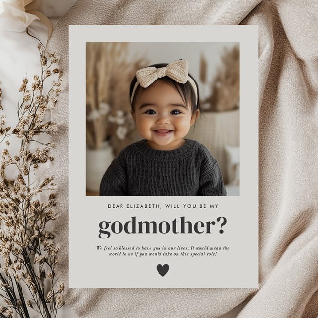Werden Sie mein Foto sein? Einladung (Zazzle Will You Be My Godmother Photo Proposal Invitation)
