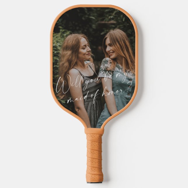 Werden Sie mein Foto-Vorschlag für die Trauzeugin Pickleball Schläger (Vorderseite)